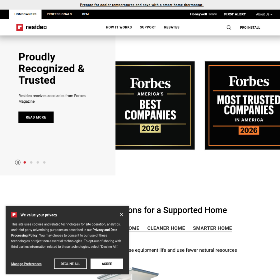 resideo.com homepage screenshot