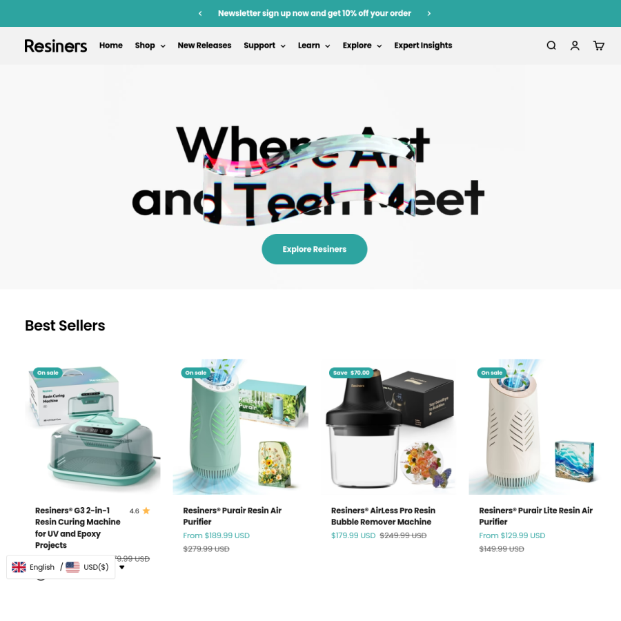 resiners.com homepage screenshot