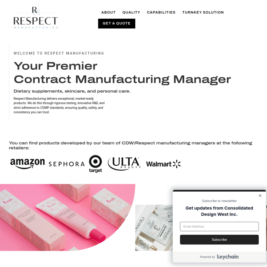 respectmanufacturing.com homepage screenshot