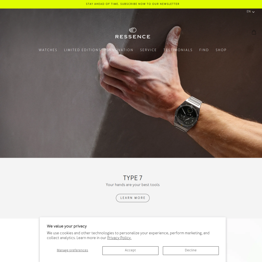 ressencewatches.com homepage screenshot