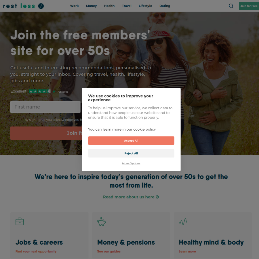 restless.co.uk homepage screenshot