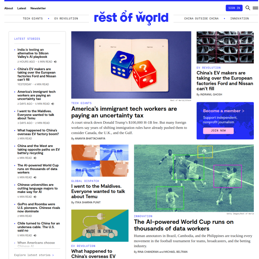 restofworld.org homepage screenshot