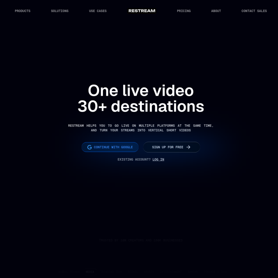 restream.io homepage screenshot
