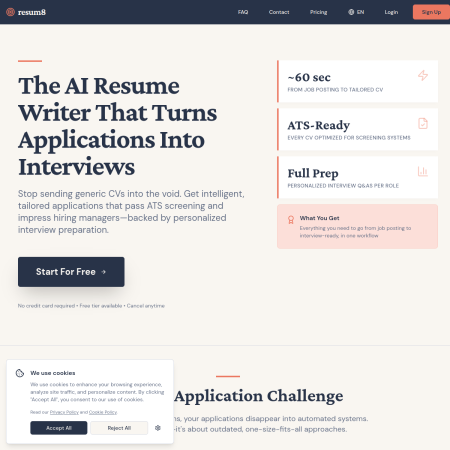 resum8.org homepage screenshot