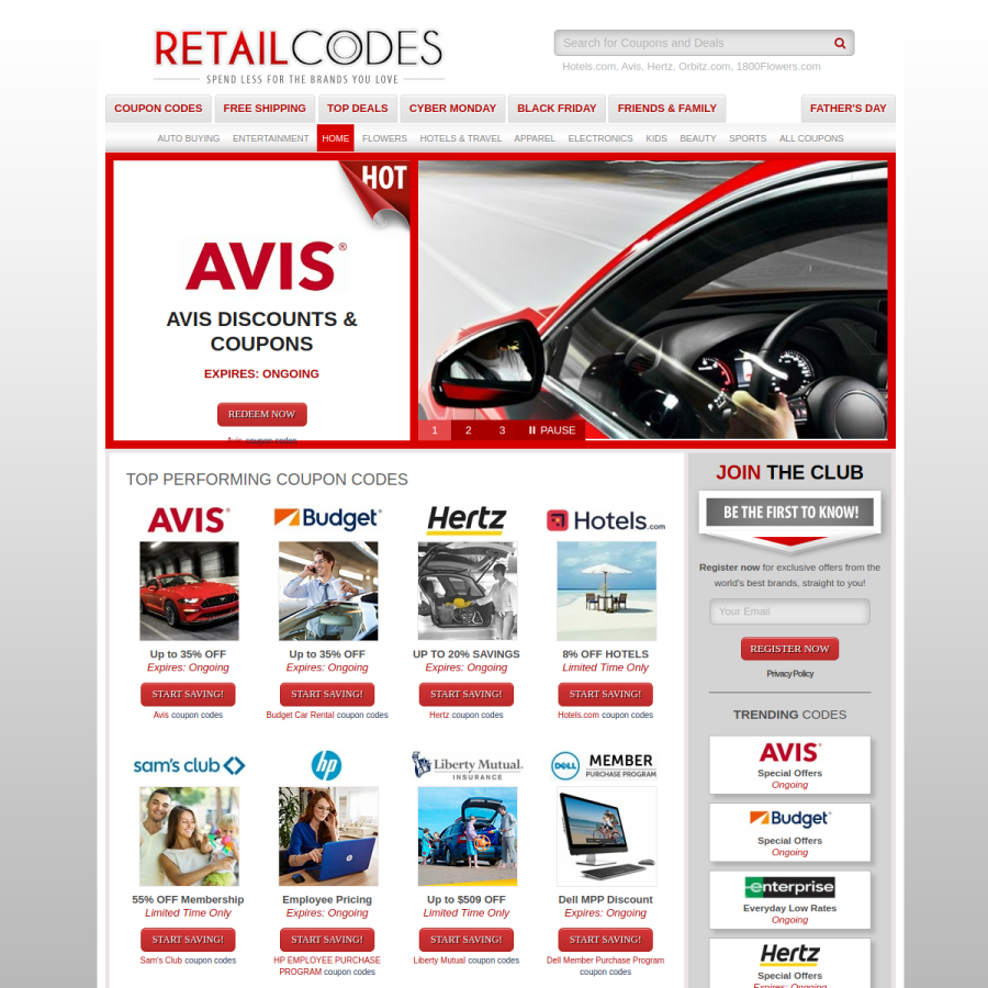 retailcodes.com homepage screenshot