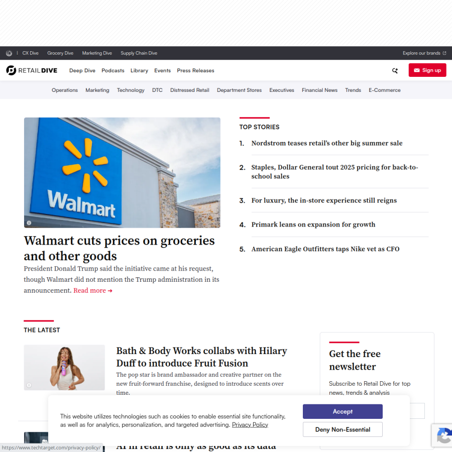 retaildive.com homepage screenshot