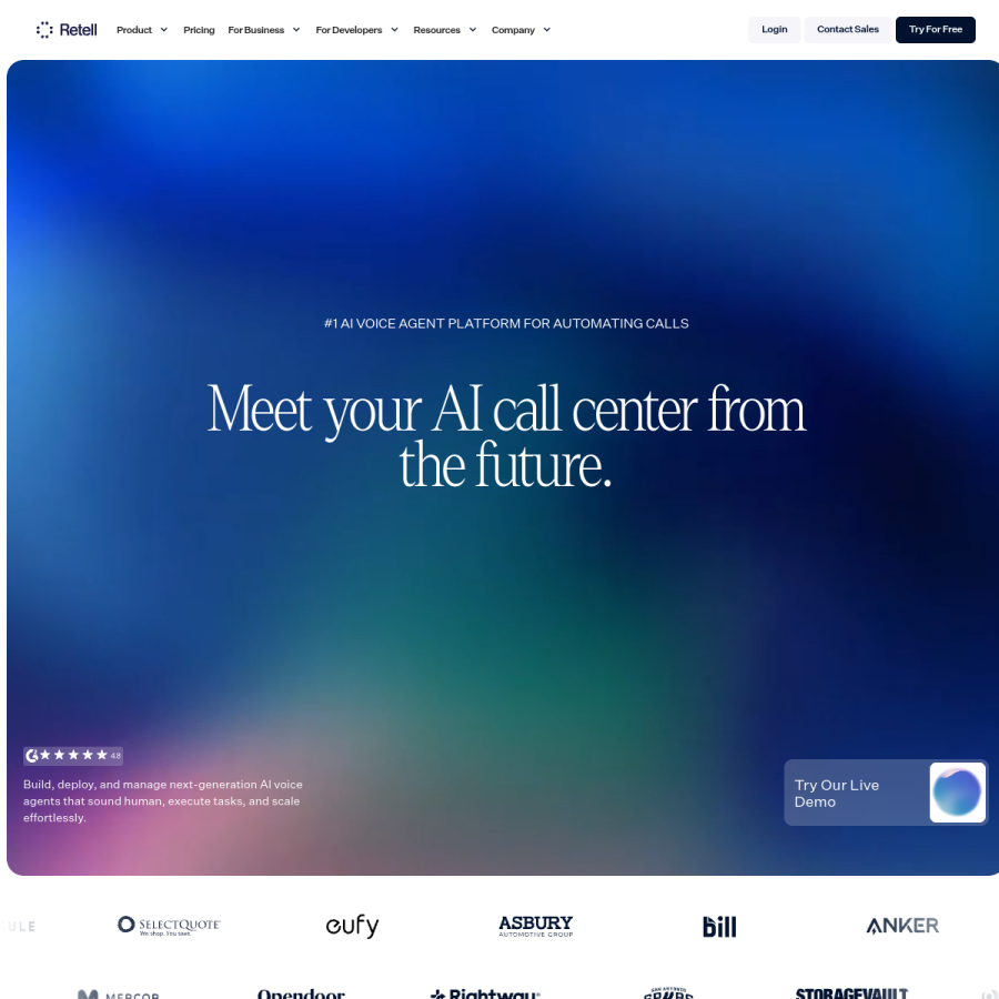 retellai.com homepage screenshot