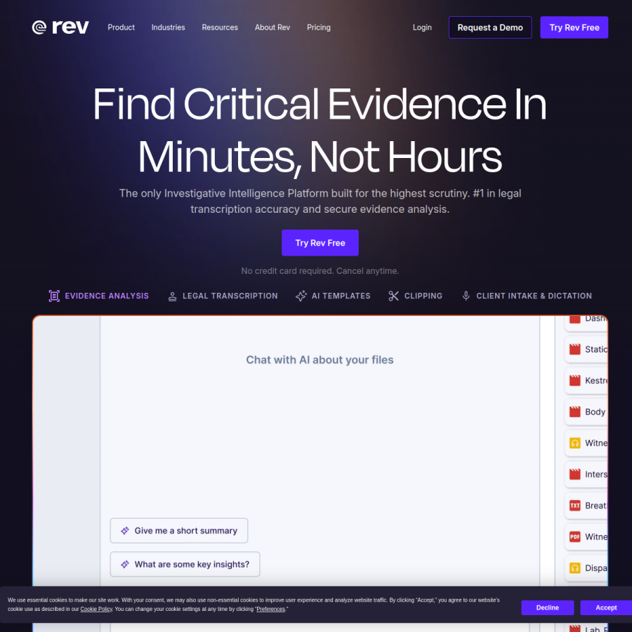 rev.com homepage screenshot