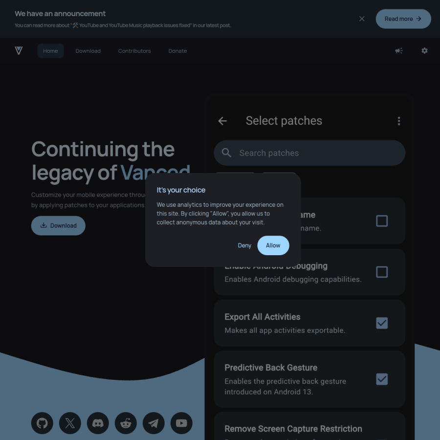 revanced.app homepage screenshot