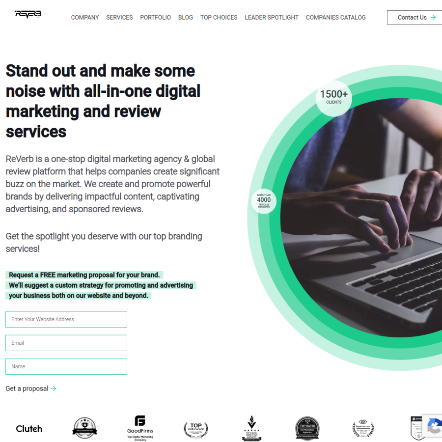 reverbico.com homepage screenshot