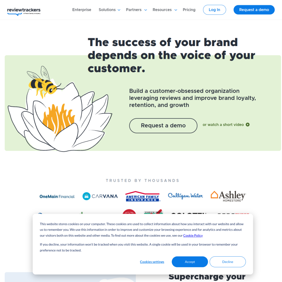 reviewtrackers.com homepage screenshot