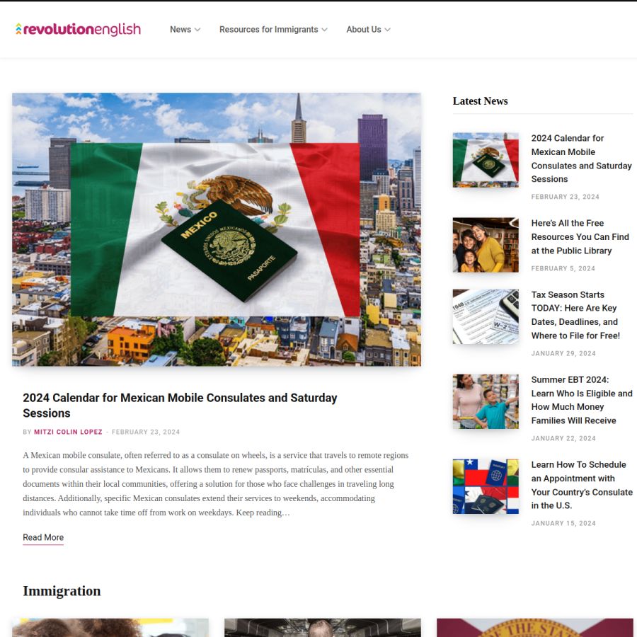 revolutionenglish.org homepage screenshot