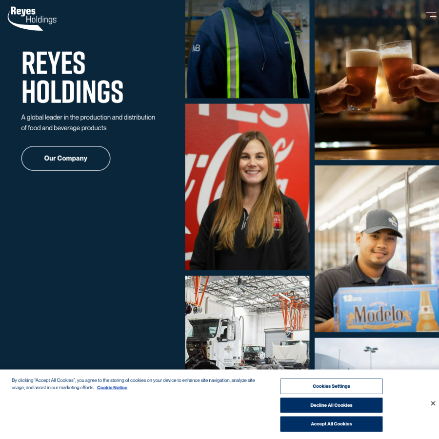 reyesholdings.com homepage screenshot