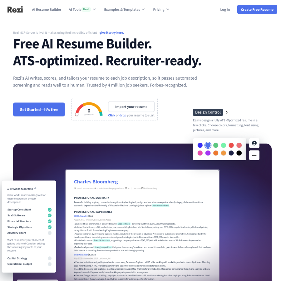 rezi.ai homepage screenshot