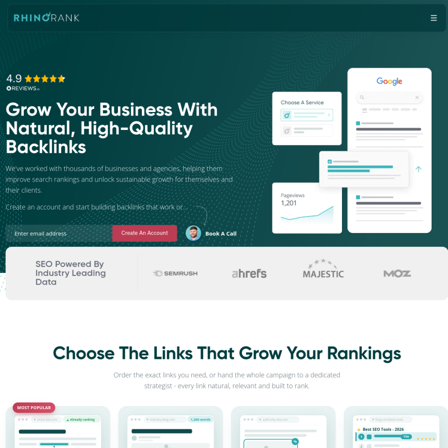 rhinorank.io homepage screenshot