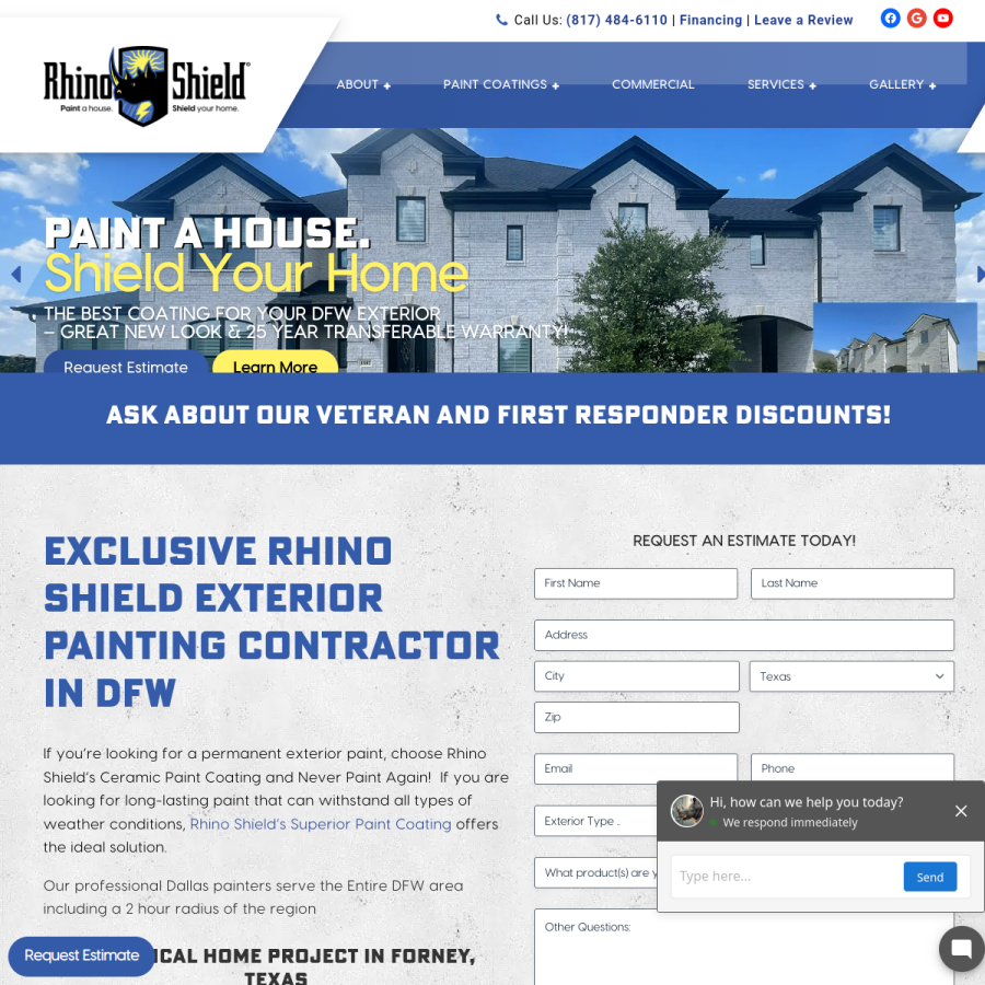 rhinoshieldtx.com homepage screenshot