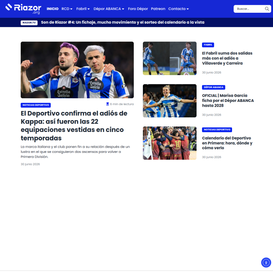 riazor.org homepage screenshot