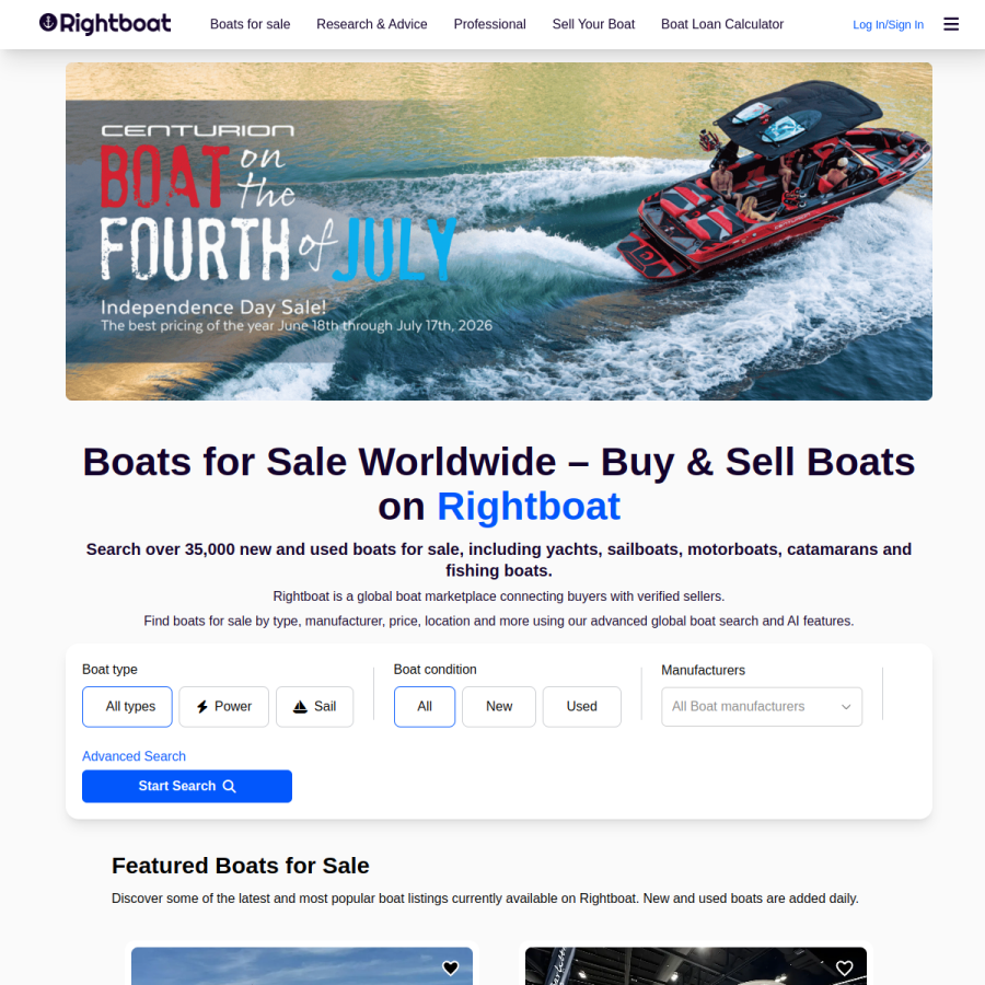 rightboat.com homepage screenshot