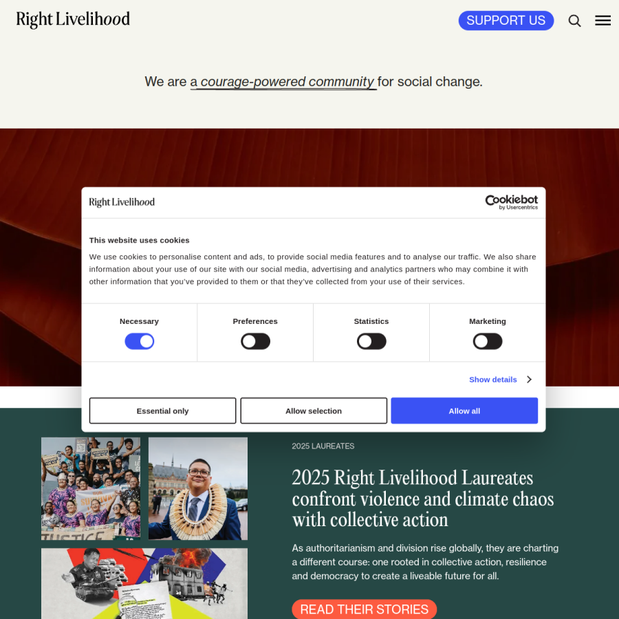 rightlivelihood.org homepage screenshot