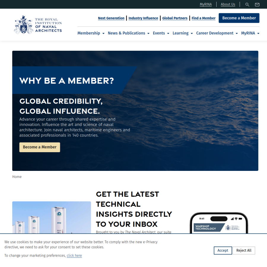 rina.org.uk homepage screenshot