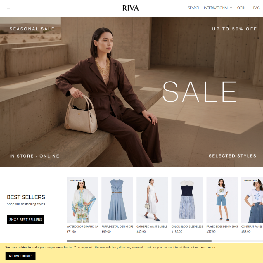 rivafashion.com homepage screenshot