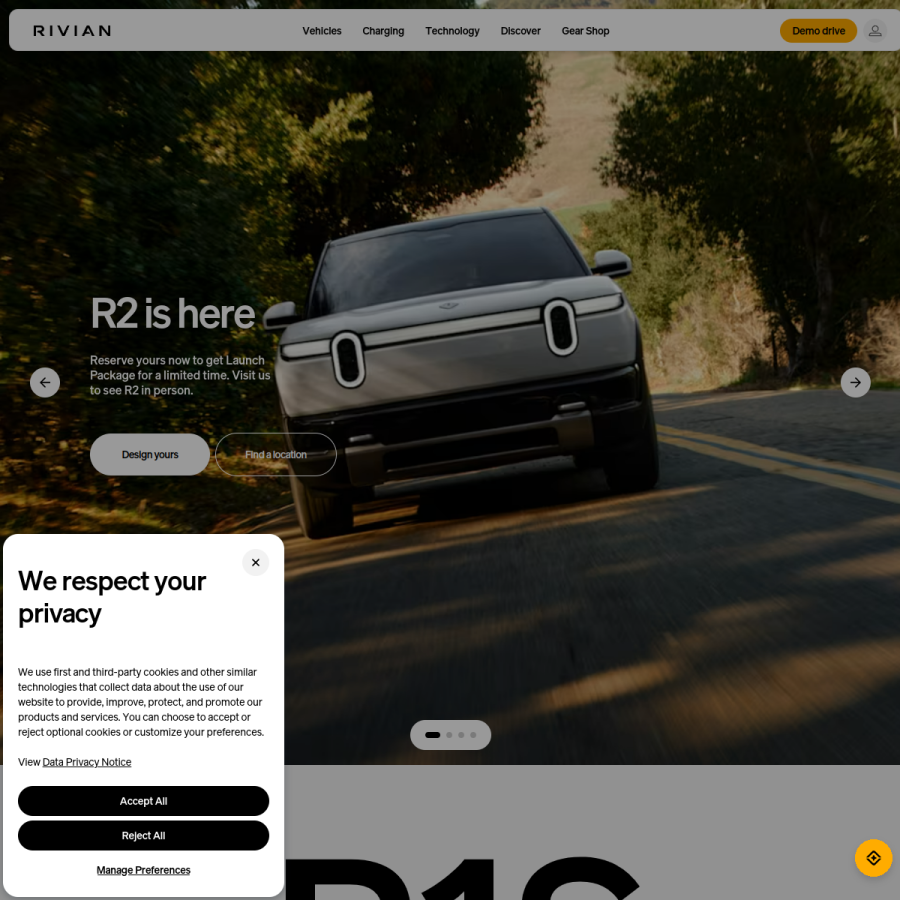 rivian.com homepage screenshot