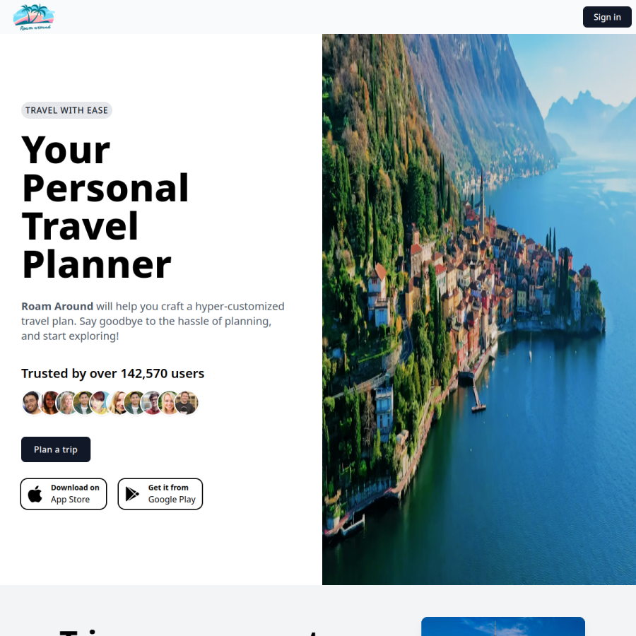 roamaround.app homepage screenshot