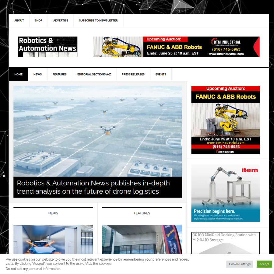 roboticsandautomationnews.com homepage screenshot