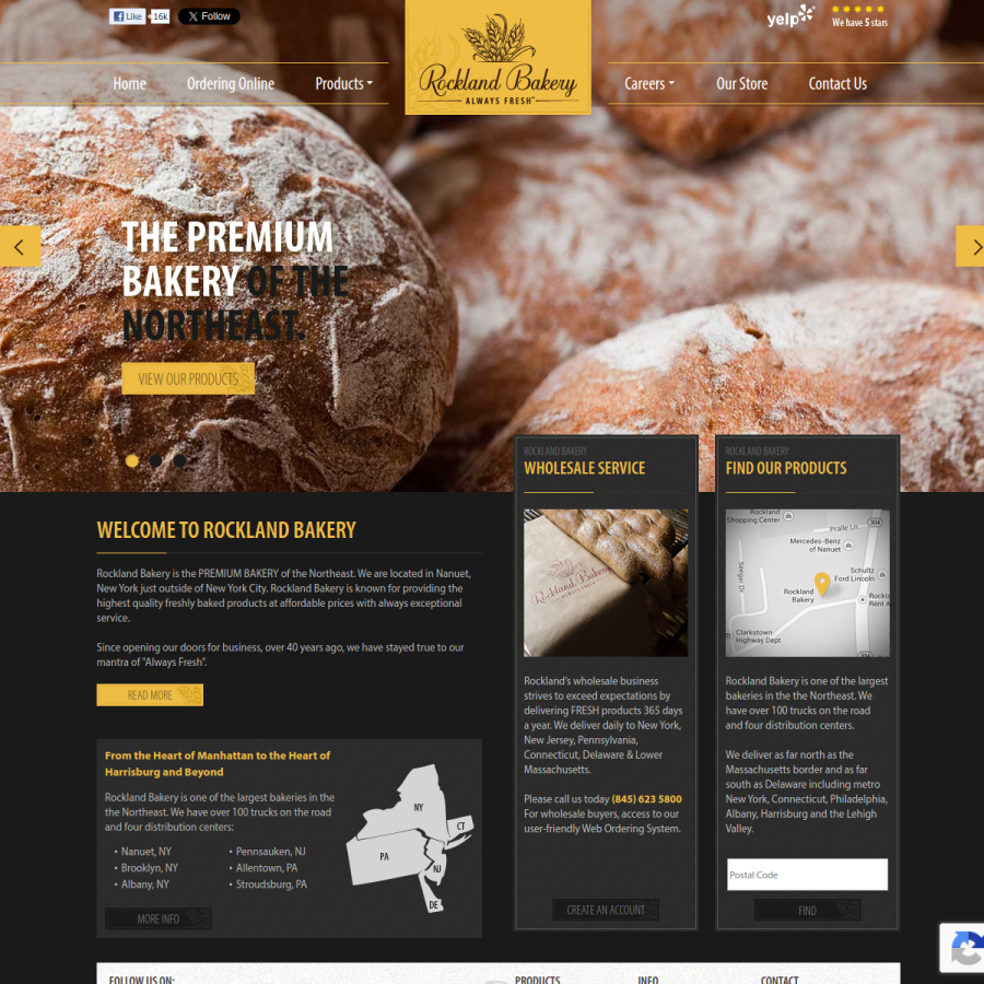 rocklandbakery.com homepage screenshot