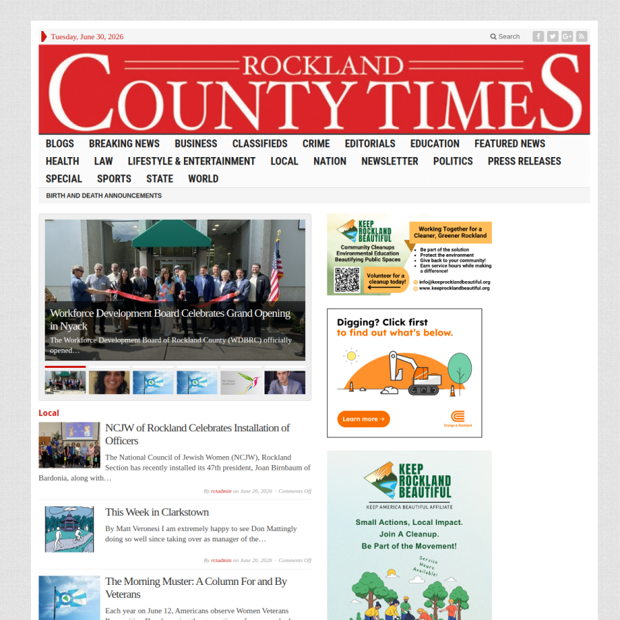 rocklandtimes.com homepage screenshot