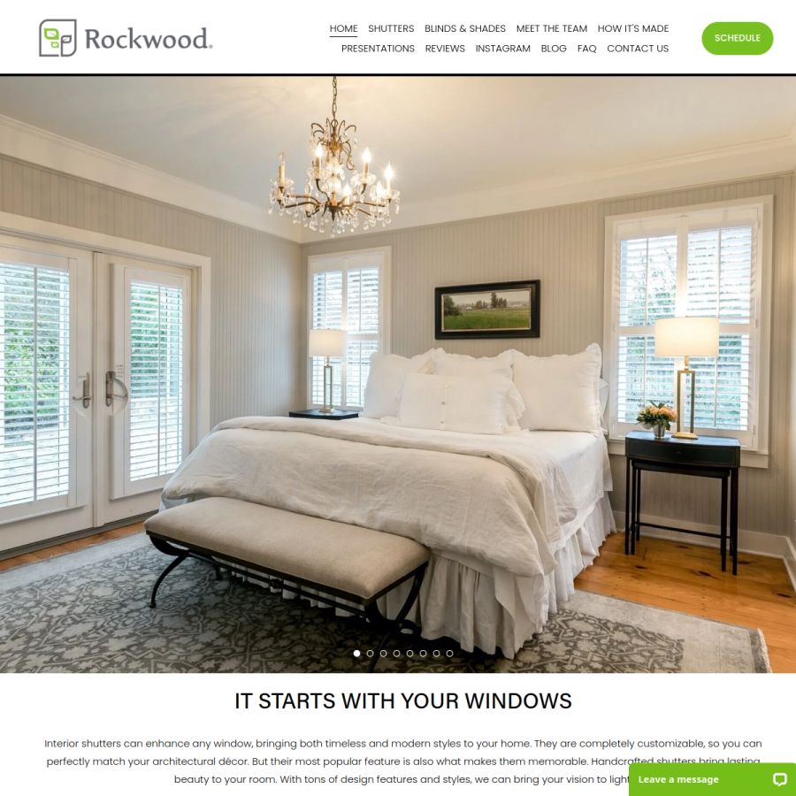 rockwoodshutters.com homepage screenshot