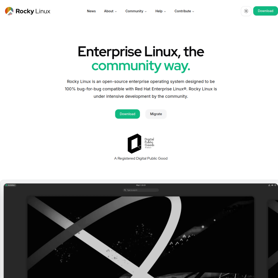 rockylinux.org homepage screenshot