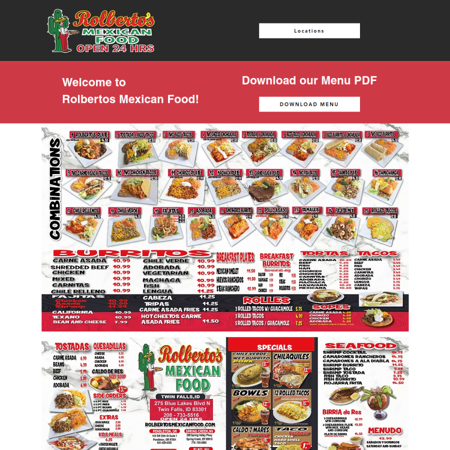 rolbertosmexicanfood.com homepage screenshot