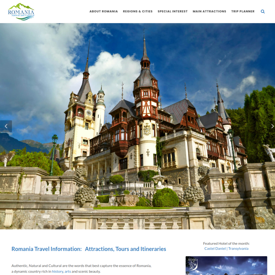 romaniatourism.com homepage screenshot