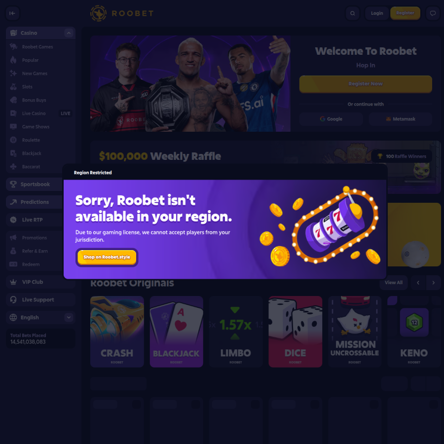 roobet.com homepage screenshot