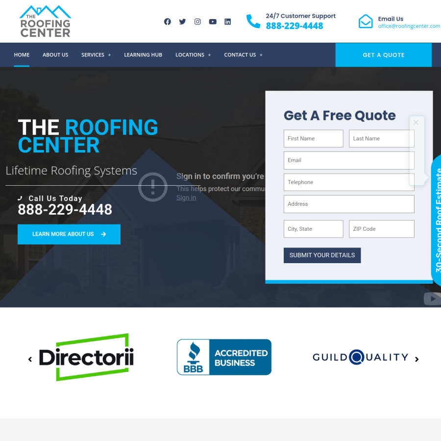 roofingcenter.com homepage screenshot