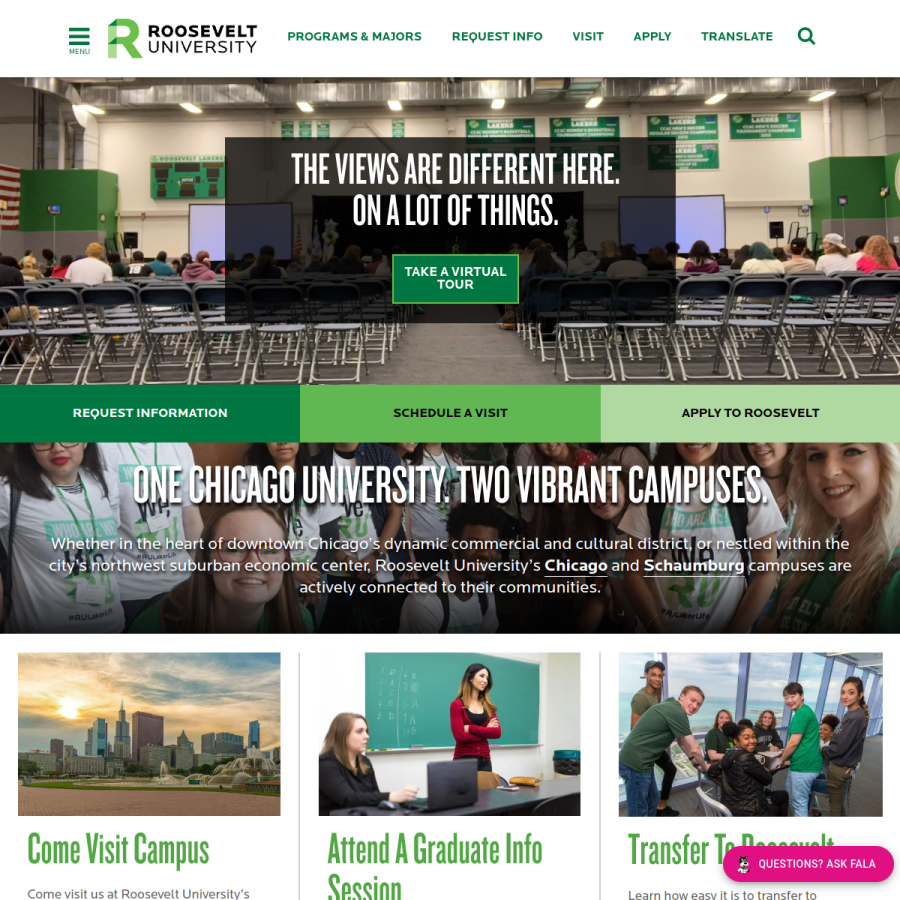 roosevelt.edu homepage screenshot