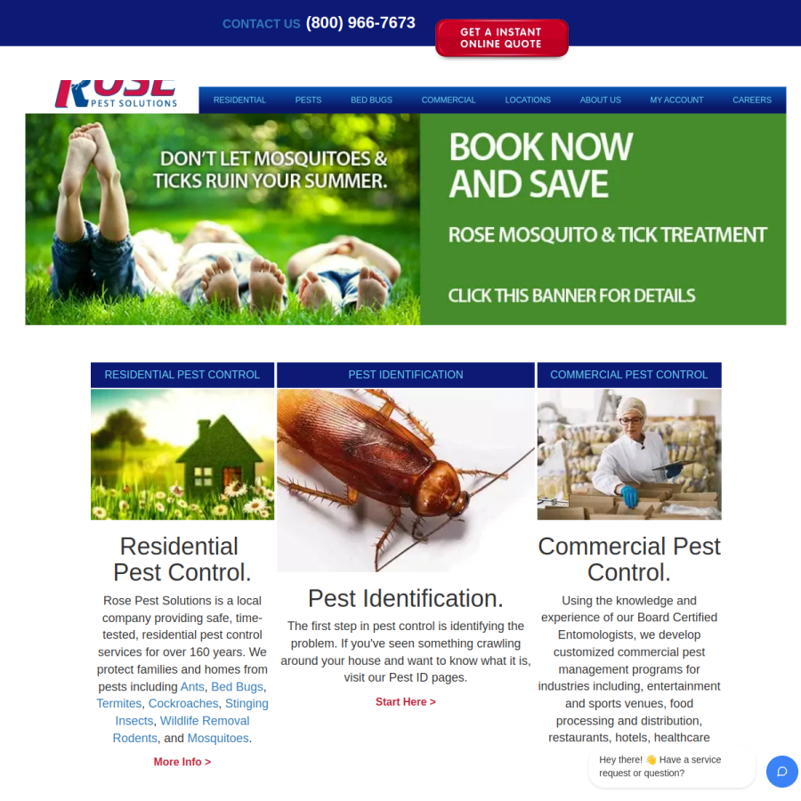 rosepestsolutions.com homepage screenshot