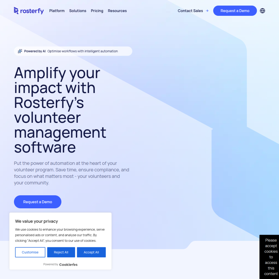 rosterfy.com homepage screenshot