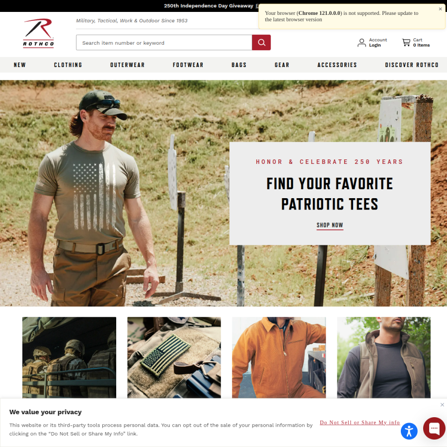 rothco.com homepage screenshot