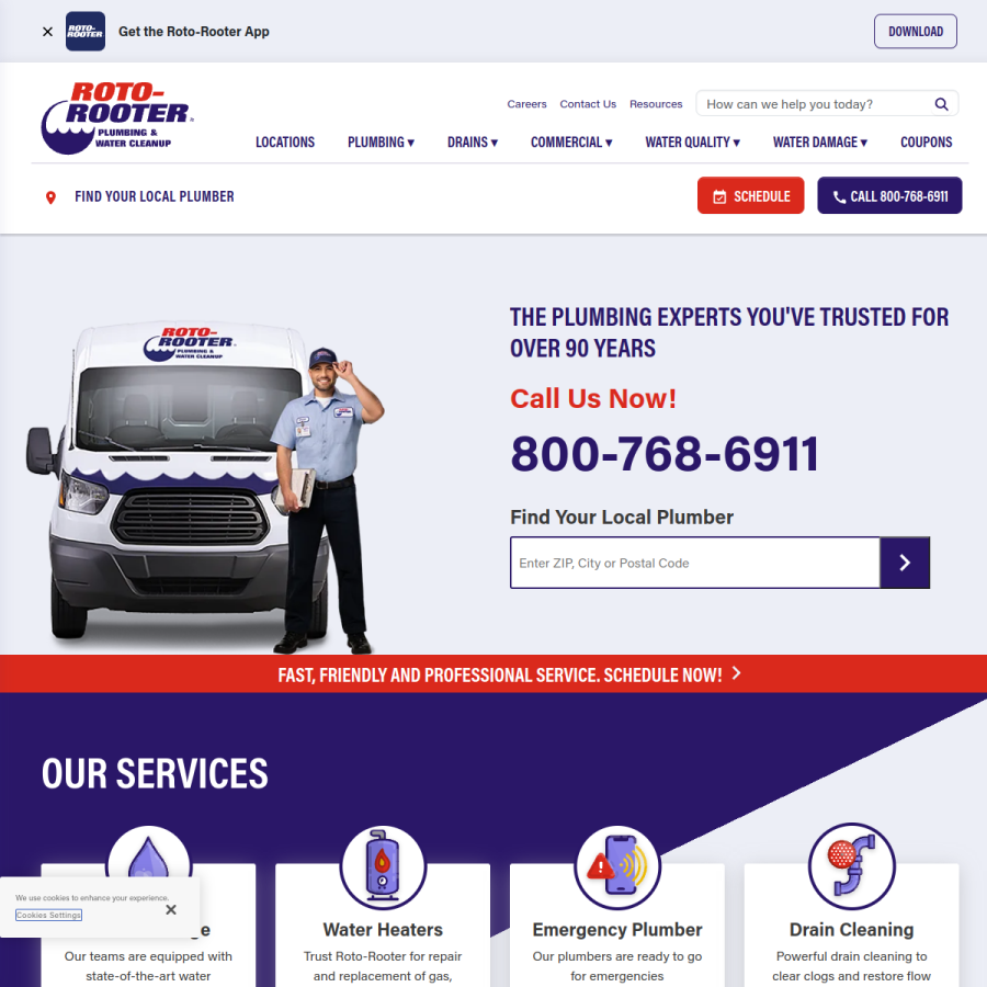 rotorooter.com homepage screenshot
