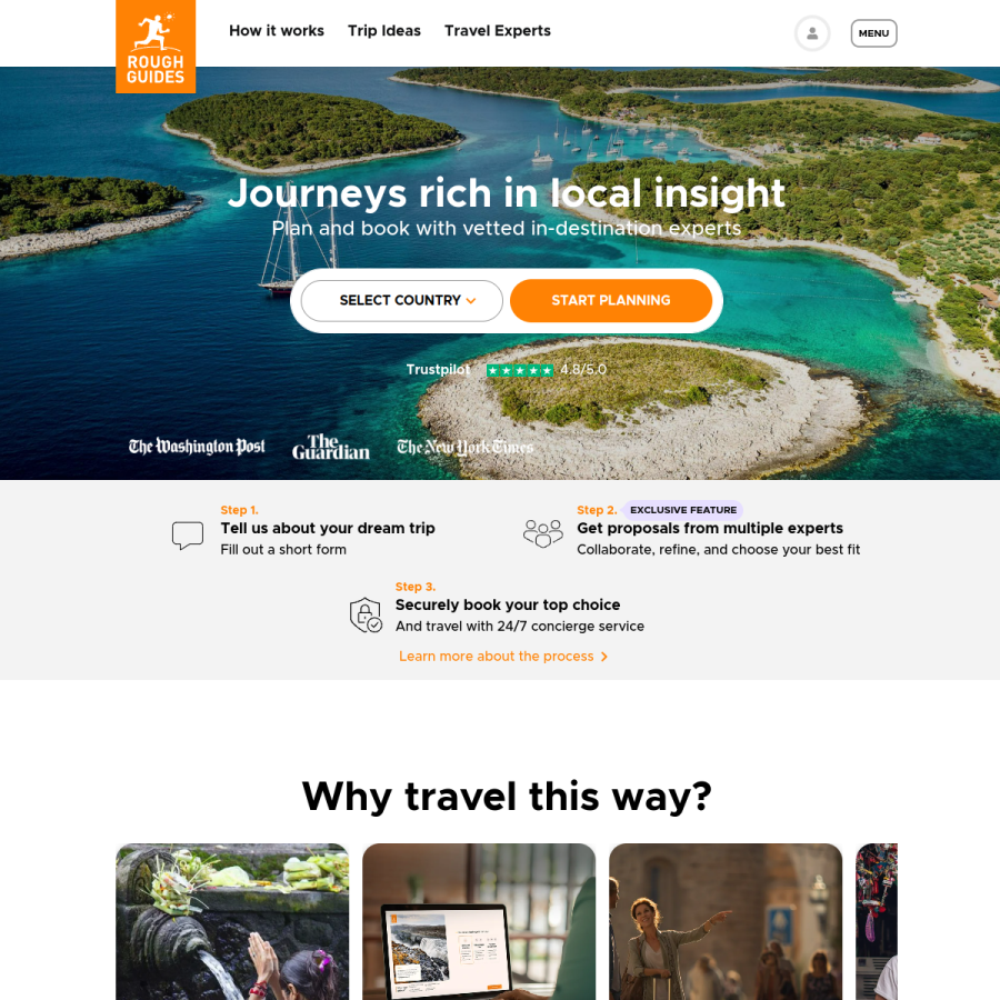 roughguides.com homepage screenshot