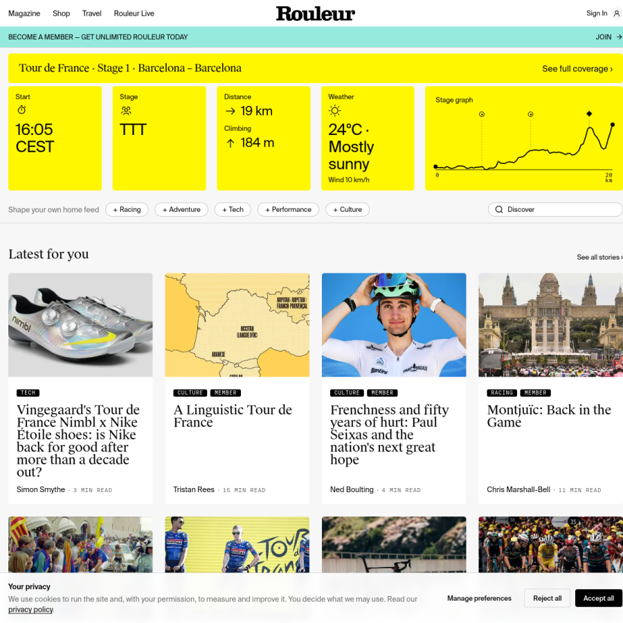 rouleur.cc homepage screenshot
