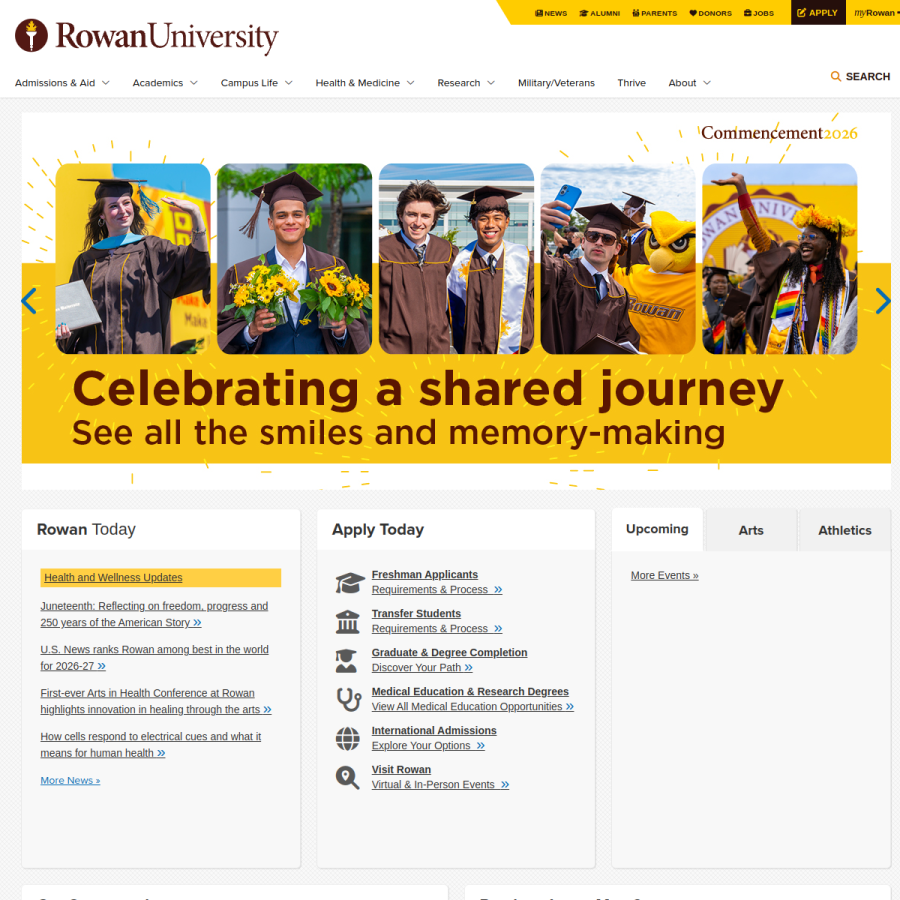 rowan.edu homepage screenshot