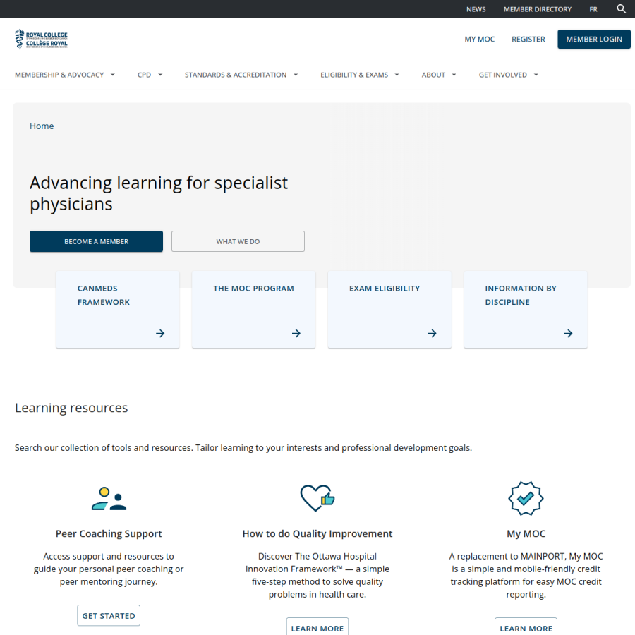 royalcollege.ca homepage screenshot