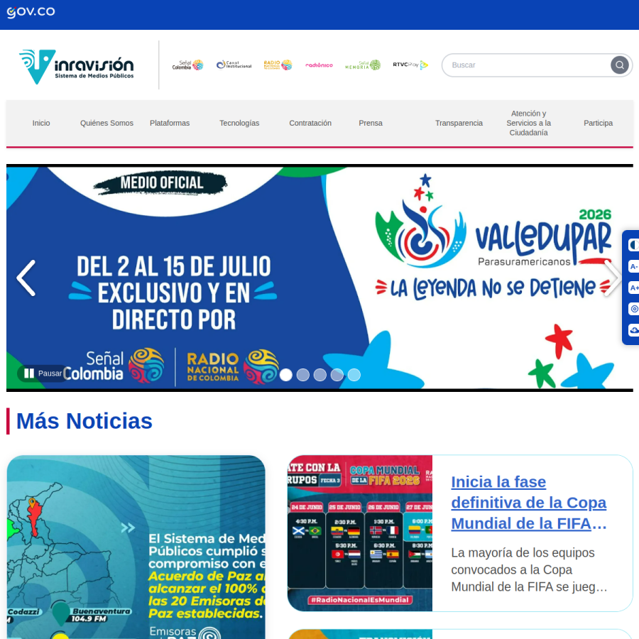 rtvc.gov.co homepage screenshot