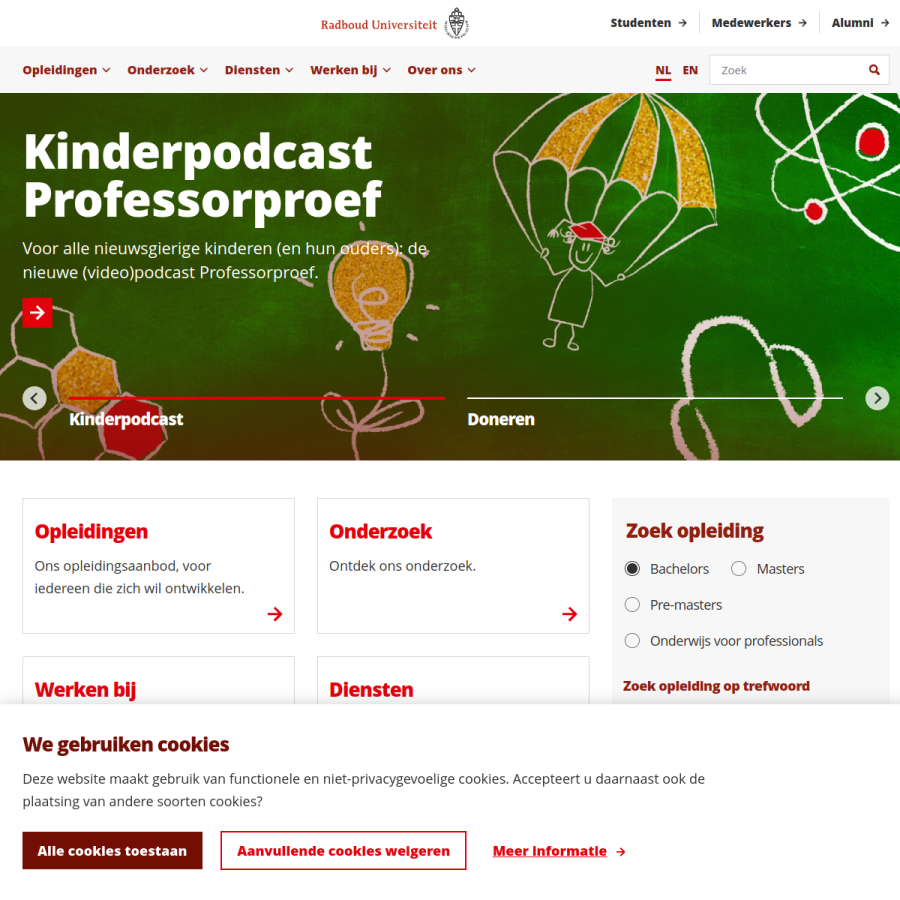 ru.nl homepage screenshot