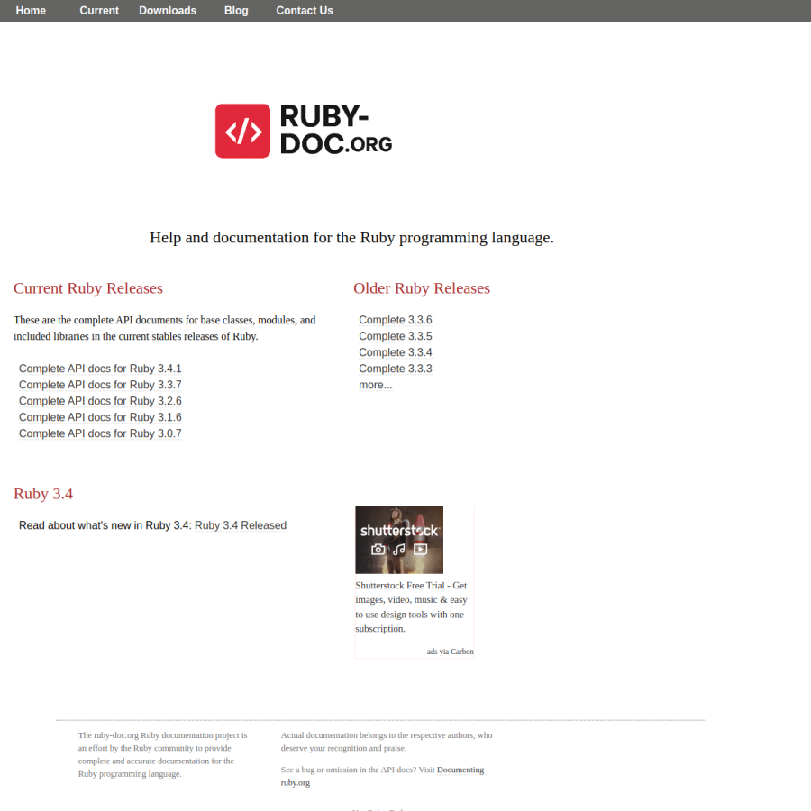 ruby-doc.org homepage screenshot