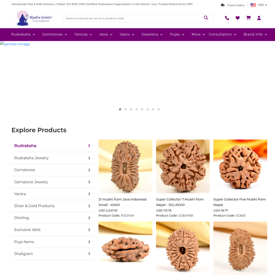 rudraksha-ratna.com homepage screenshot