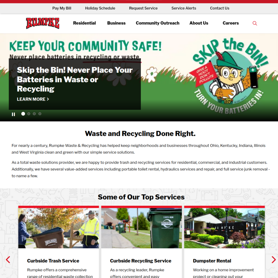 rumpke.com homepage screenshot